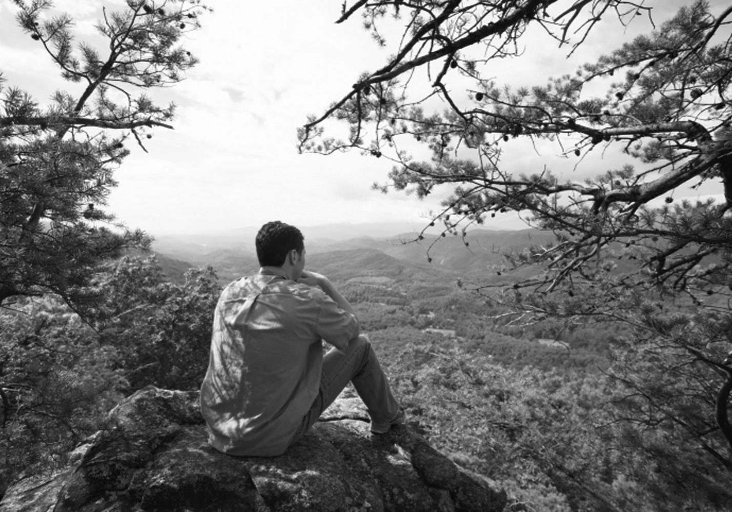 manViewing MountainBW